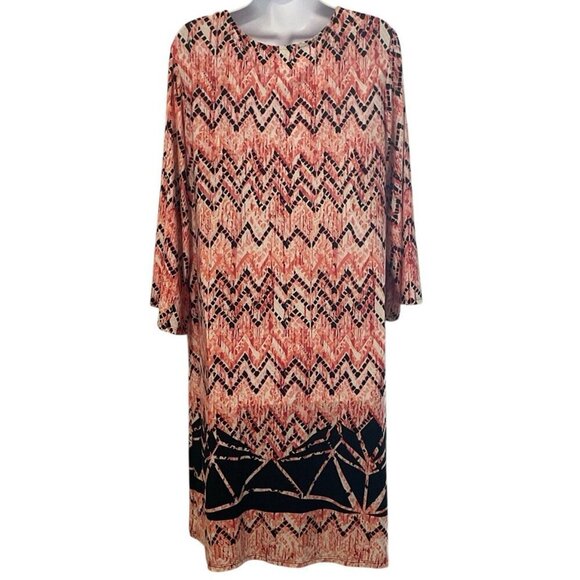 True Envy Womens Geo Print Dress Size 20W Multicolor Metal Collar Accent - Picture 6 of 10
